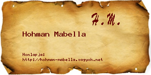 Hohman Mabella névjegykártya